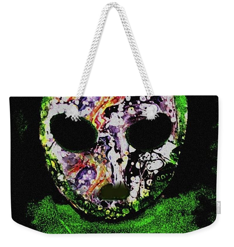 Alien Weekender Tote Bag featuring the painting Alien 1 by Anna Adams