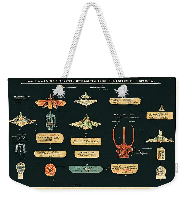 Alien Weekender Tote Bag featuring the digital art Alien Insects #1 by Nickleen Mosher