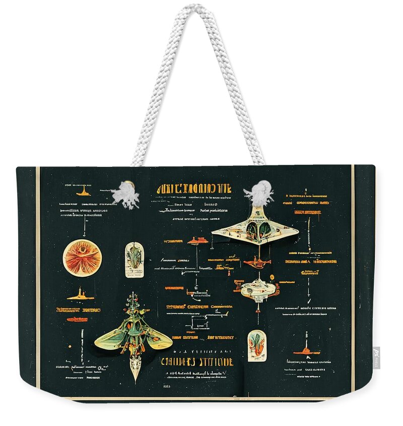 Alien Weekender Tote Bag featuring the digital art Alien Insects #2 by Nickleen Mosher