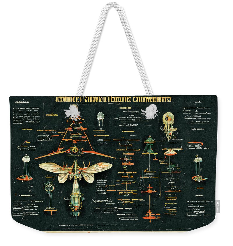 Alien Weekender Tote Bag featuring the digital art Alien Insects #5 by Nickleen Mosher