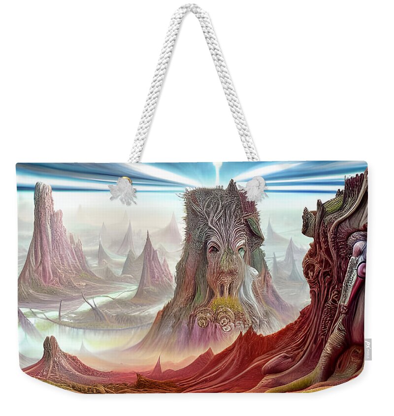 Giger Weekender Tote Bag featuring the digital art Alien Landscape Populated 2 by Otto Rapp