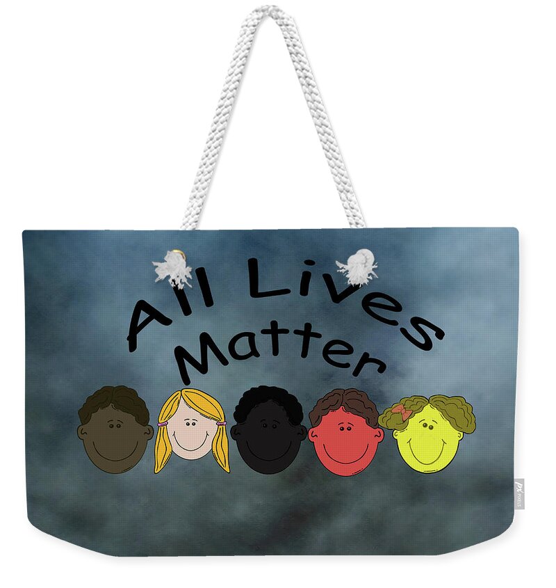 All Lives Matter Weekender Tote Bag featuring the mixed media All Lives Matter Five Young Faces by Movie Poster Prints