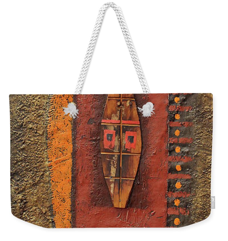 African Art Weekender Tote Bag featuring the painting All Systems Go by Michael Nene