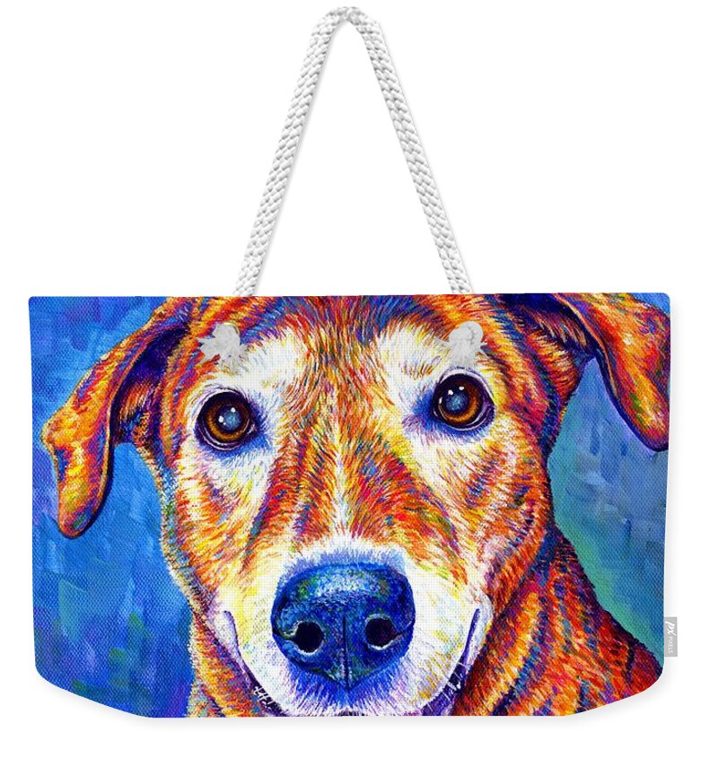 Dog Weekender Tote Bag featuring the painting Ally by Rebecca Wang