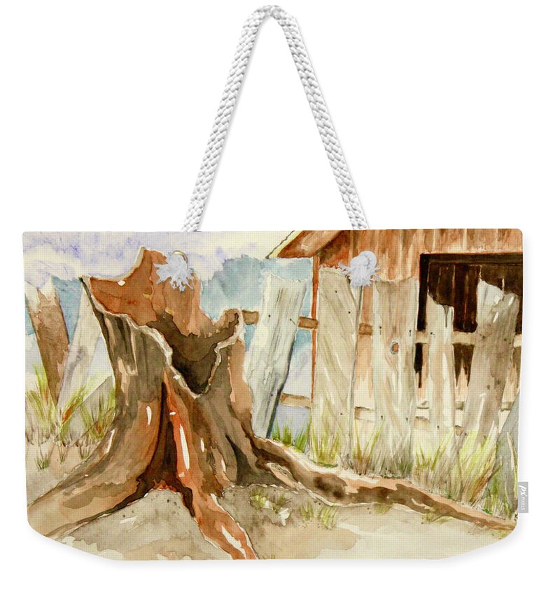 Watercolor Weekender Tote Bag featuring the painting Alone but not lonely by Peggy Rose
