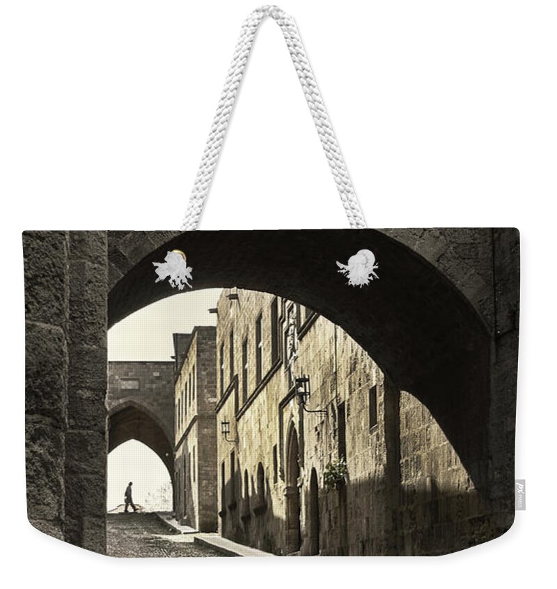Rhodes Weekender Tote Bag featuring the photograph Alone by M Kathleen Warren