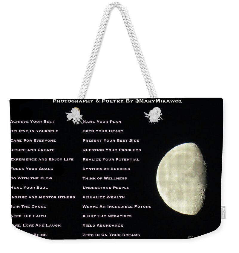 Canada Weekender Tote Bag featuring the photograph Alphabet Song of Positivity by Mary Mikawoz