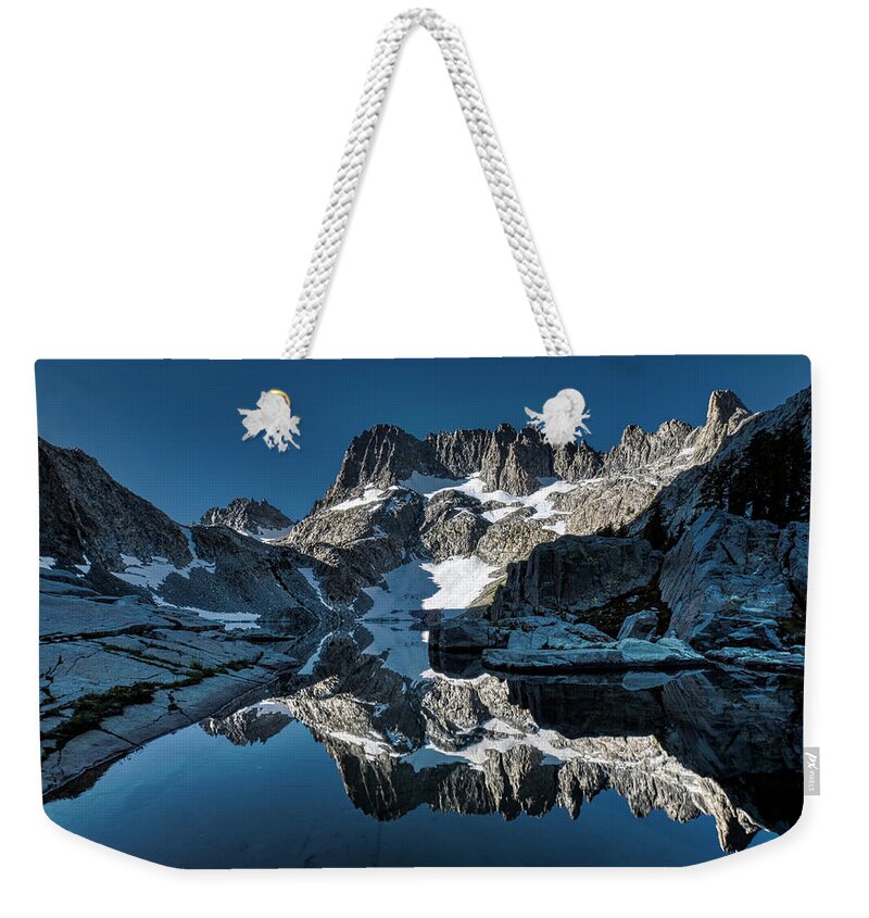 Landscape Weekender Tote Bag featuring the photograph Alpine Blue Reflection by Romeo Victor