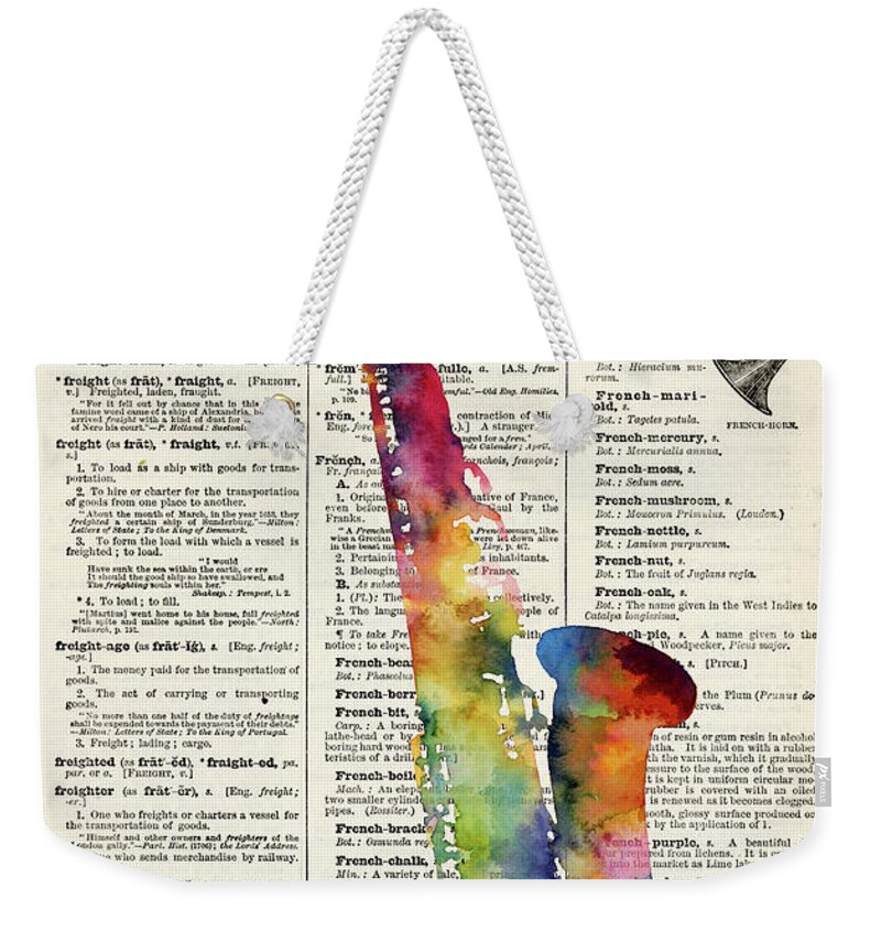 Alto Sax on Vintage Dictionary Weekender Tote Bag by Hailey E Herrera -  Pixels