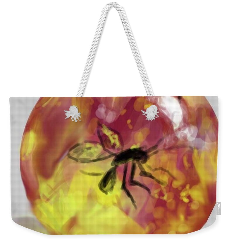 Digital Painting Of Am Amber With An Insect Inside Weekender Tote Bag featuring the digital art Amber digital art by Lavender Liu