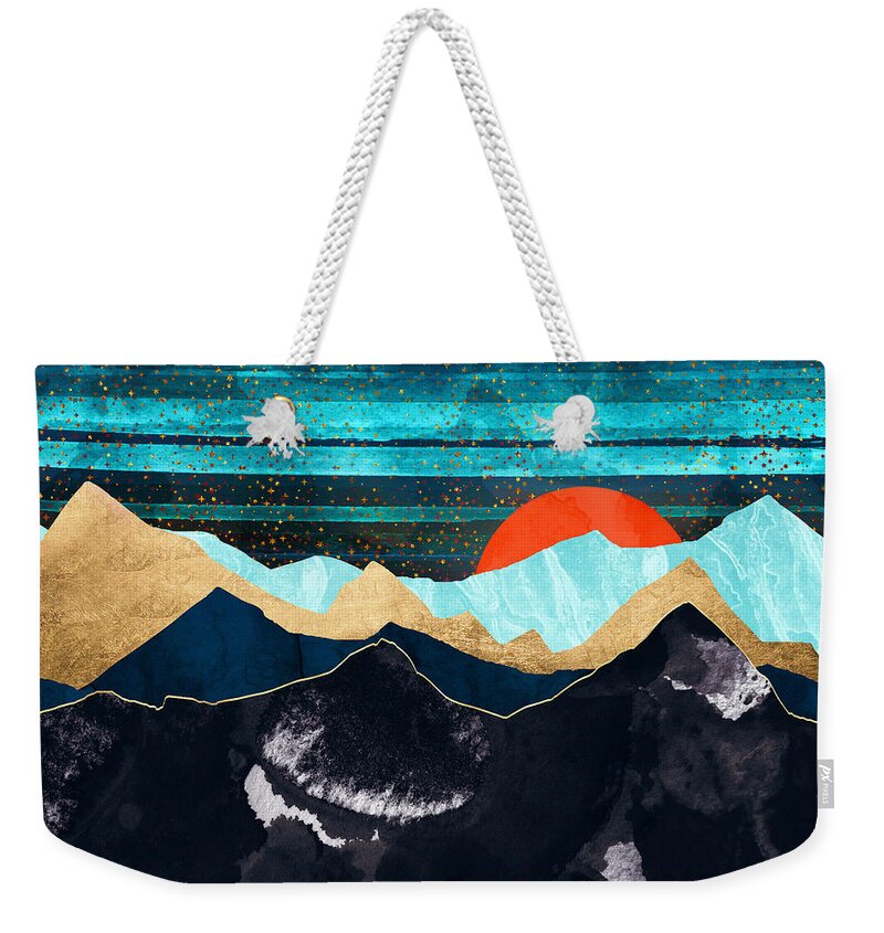 Amber Weekender Tote Bag featuring the digital art Amber Moon by Spacefrog Designs