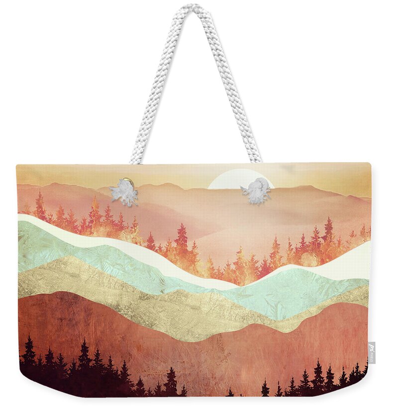 Amber Weekender Tote Bag featuring the digital art Amber Vista by Spacefrog Designs