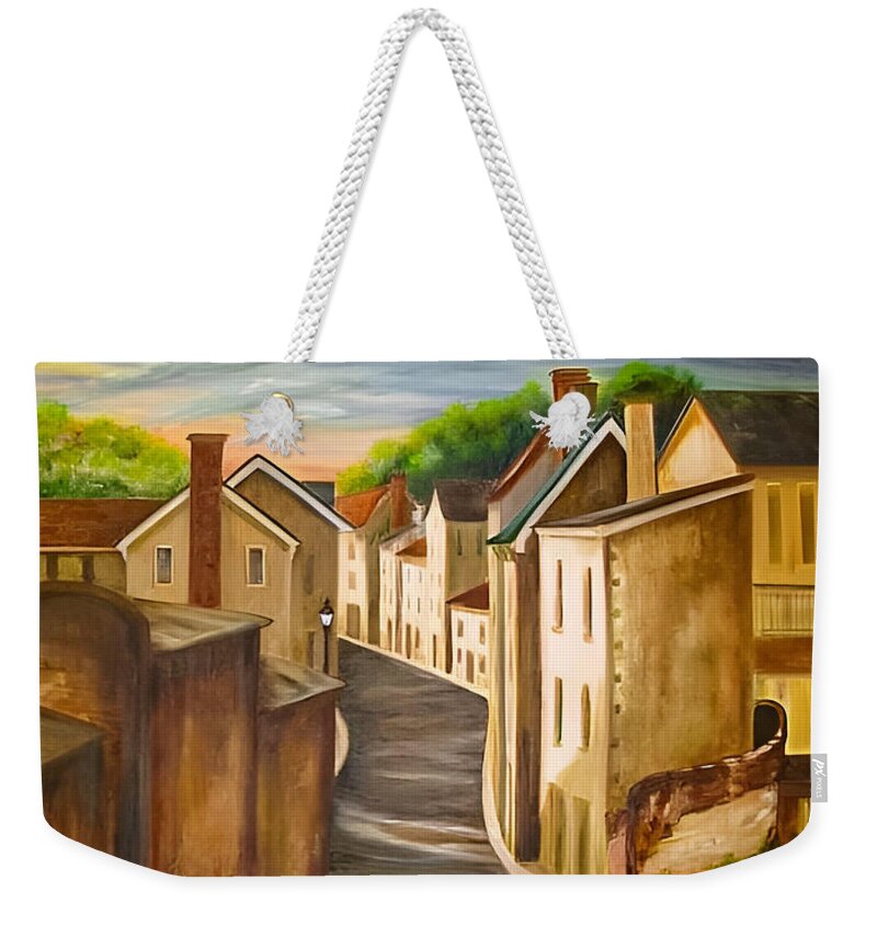 France Weekender Tote Bag featuring the painting Amboise A French Village by Sherrell Rodgers