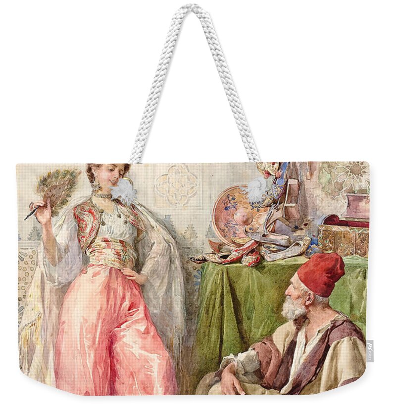 Amedeo Simonetti (italian Weekender Tote Bag featuring the painting AMEDEO SIMONETTI The harem's cobbler by Artistic Rifki