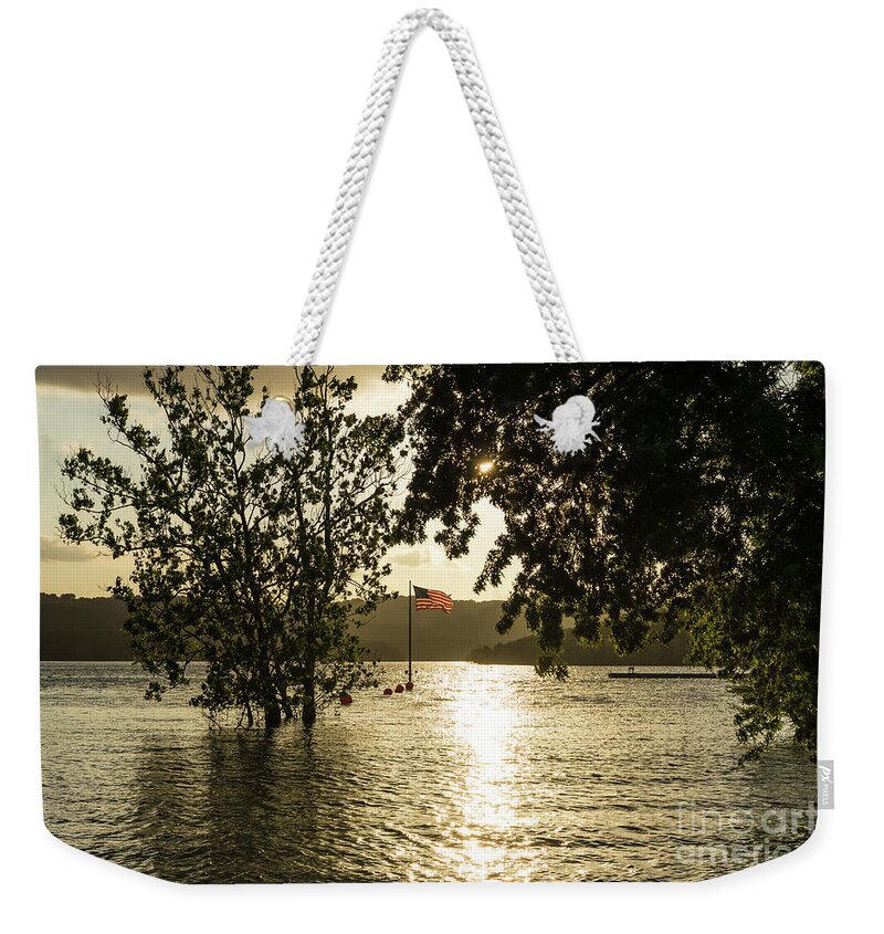 Patriotic Weekender Tote Bag featuring the photograph America Stands Strong by Jennifer White