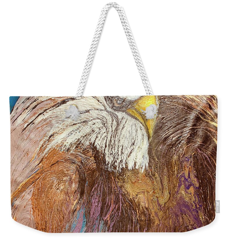 Bird Weekender Tote Bag featuring the painting American Eagle by Duygu Kivanc