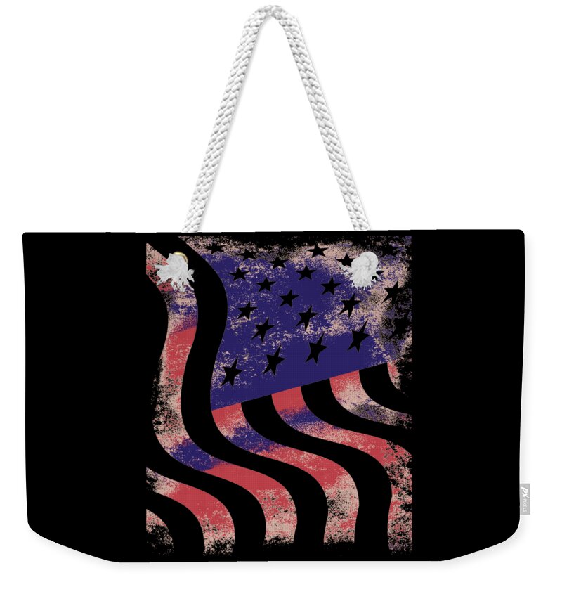 Funny Weekender Tote Bag featuring the digital art American Flag by Flippin Sweet Gear