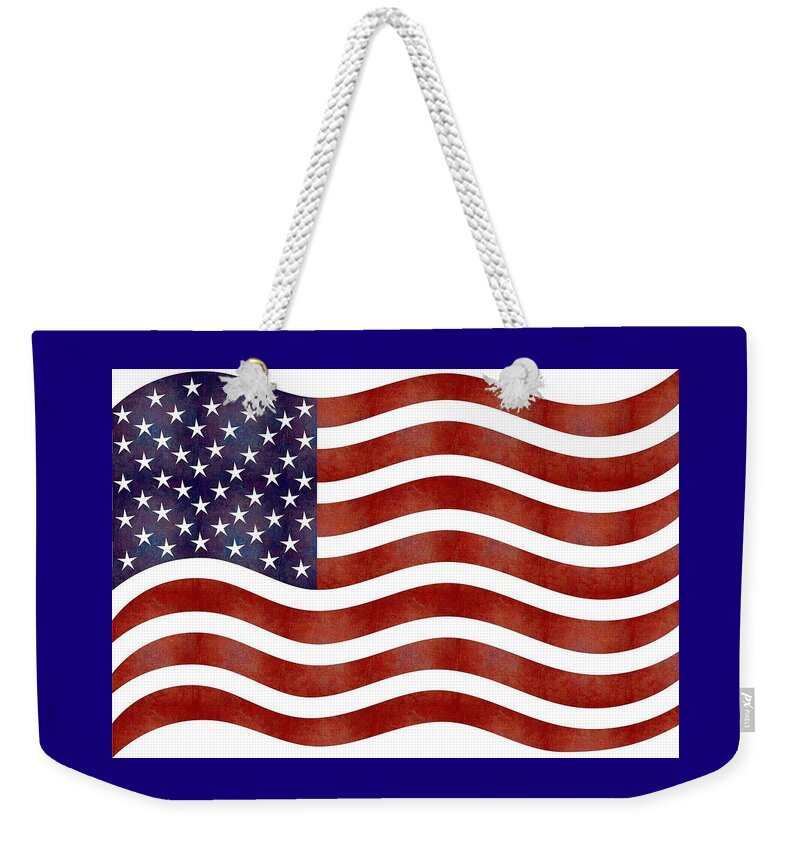American Weekender Tote Bag featuring the mixed media American flag by Nancy Ayanna Wyatt