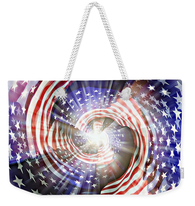 Sun Weekender Tote Bag featuring the digital art America's Spiral by David Manlove