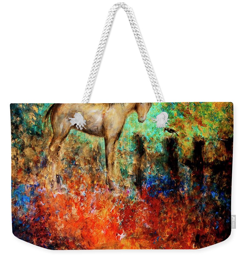 Horse Weekender Tote Bag featuring the painting Amigos by Nik Helbig
