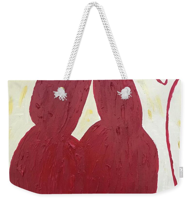 Love Weekender Tote Bag featuring the painting Amour by Medge Jaspan