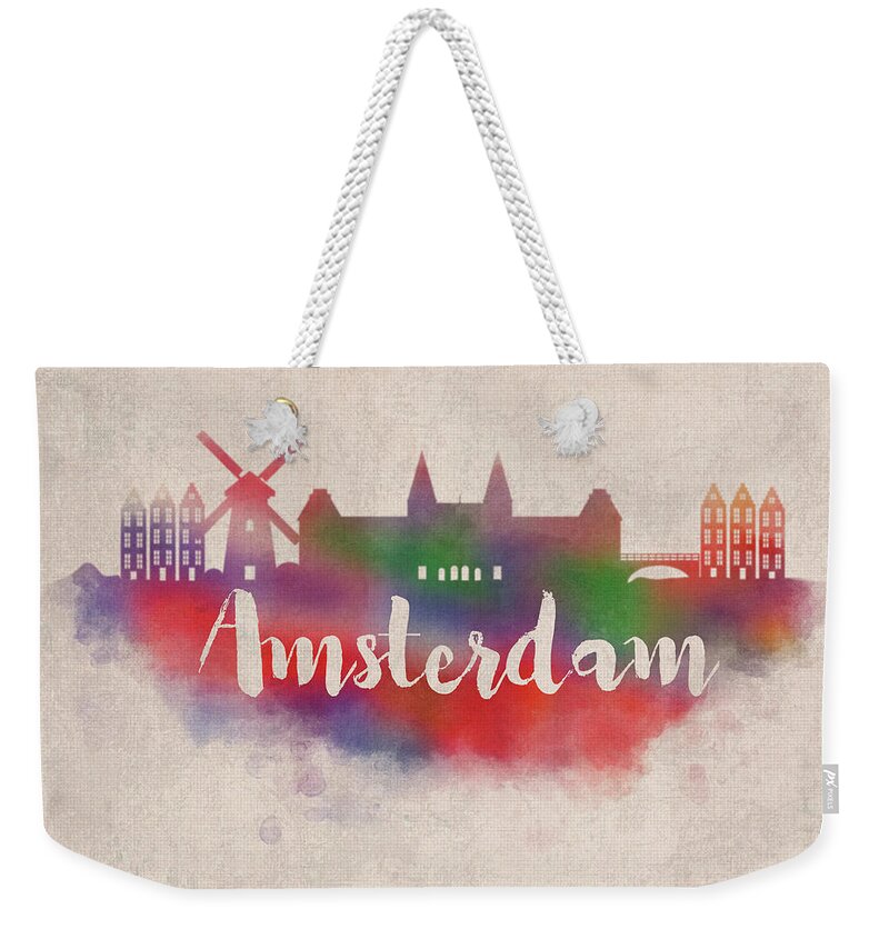 Amsterdam Watercolor City Skyline Weekender Design Turnpike - Instaprints