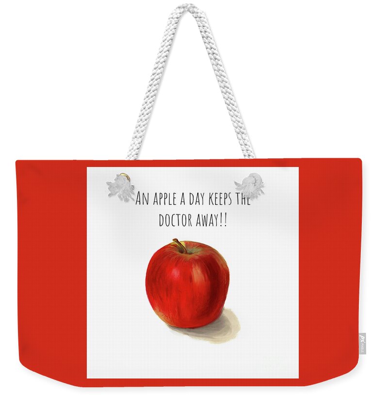 Apple Weekender Tote Bag featuring the mixed media An Apple A Day by Tina LeCour