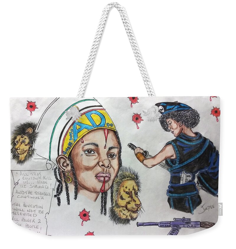 Black Art Weekender Tote Bag featuring the drawing An Homage to Chancellor Williams by Joedee