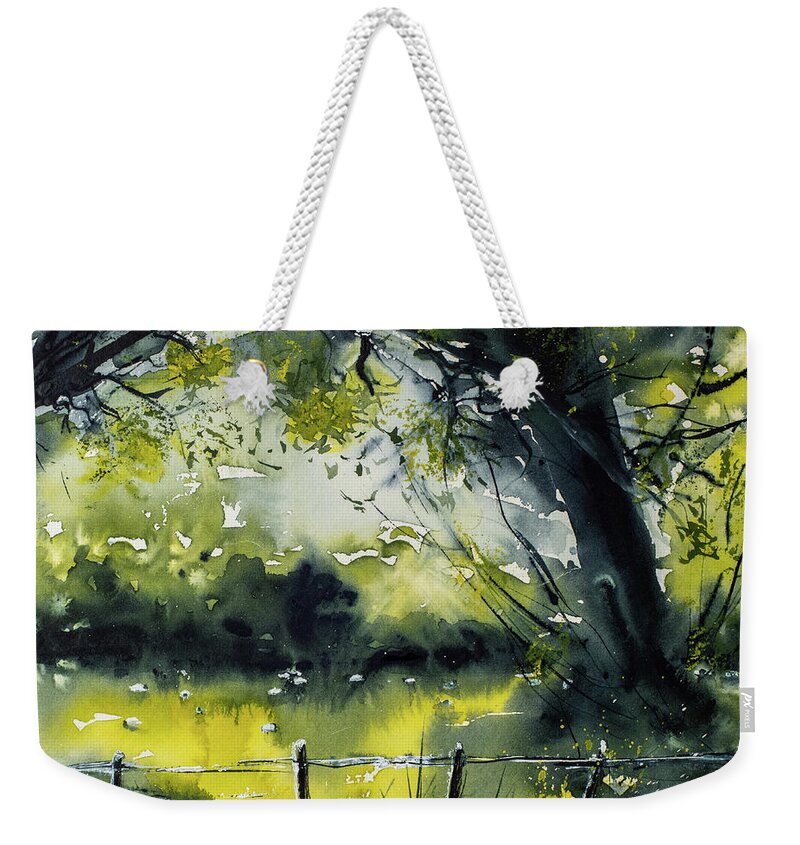 Landscape Weekender Tote Bag featuring the painting An Irish Meadow by Cheryl Prather