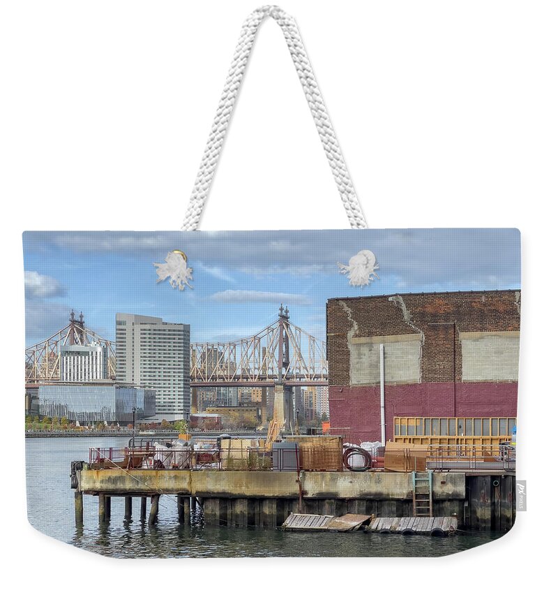Brick Wall Weekender Tote Bag featuring the photograph Anable Basin Dock by Cate Franklyn