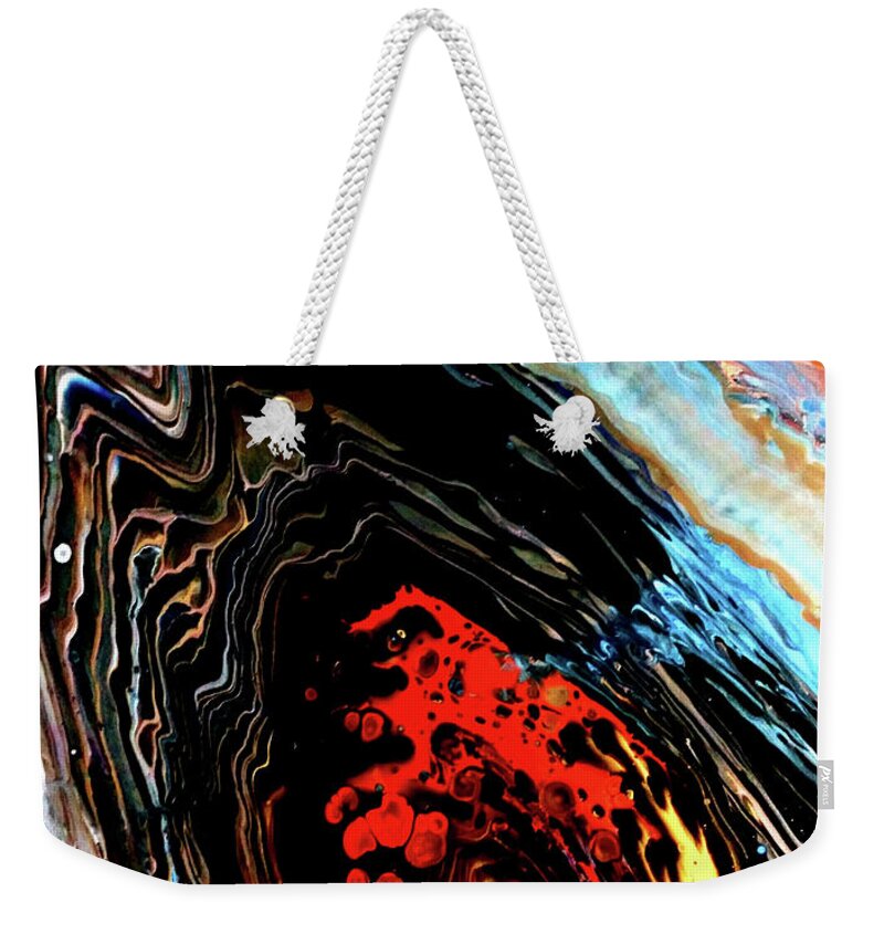Snake Weekender Tote Bag featuring the painting Anaconda Fire by Anna Adams