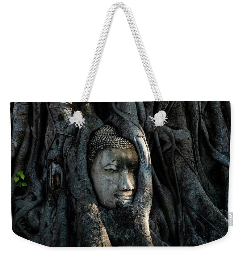 Buddha Weekender Tote Bag featuring the photograph The Fallen Kingdom - Buddha Statue, Wat Mahathat, Thailand by Earth And Spirit