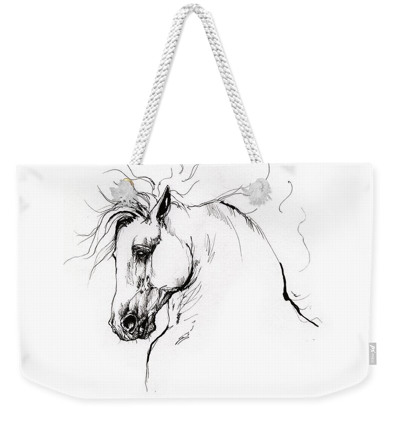 Horse Weekender Tote Bag featuring the drawing Andalusian horse drawing 1 by Ang El