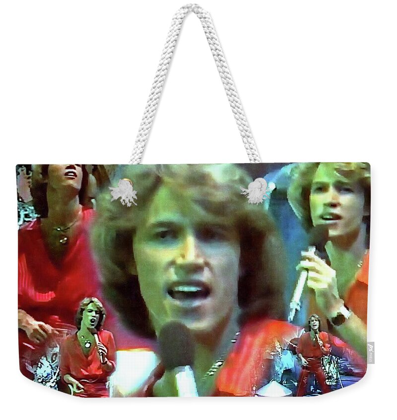 Andy Gibb Weekender Tote Bag featuring the painting Andy Gibb by Mark Baranowski