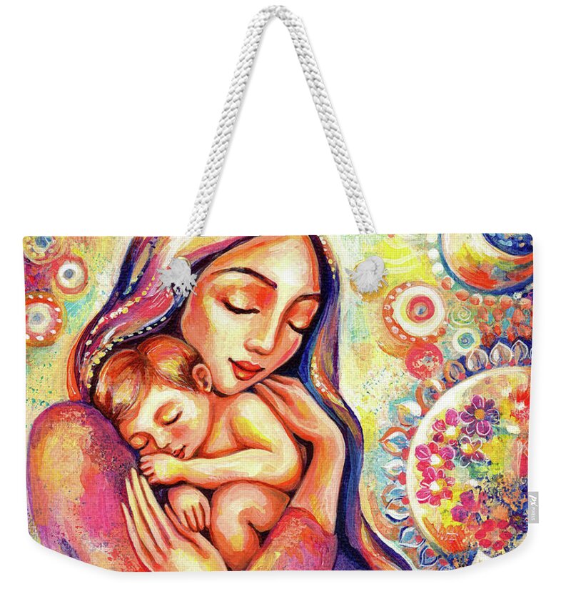 Mother And Child Weekender Tote Bag featuring the painting Angel Dream by Eva Campbell