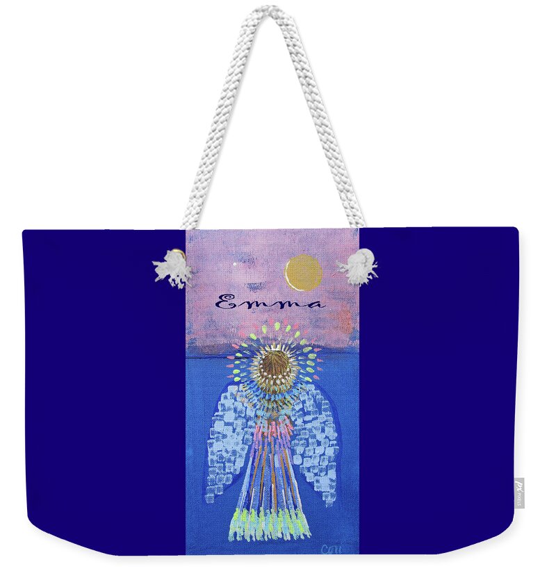 Emma Weekender Tote Bag featuring the painting Angel Emma by Corinne Carroll