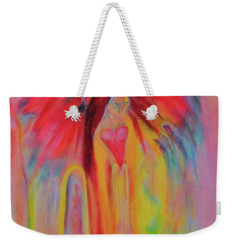 Angels Weekender Tote Bag featuring the painting Angel Heart by Kicking Bear Productions