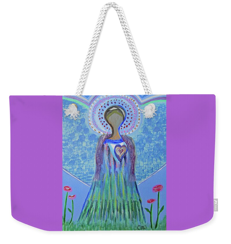 Angel Weekender Tote Bag featuring the painting Angel Lady by Corinne Carroll