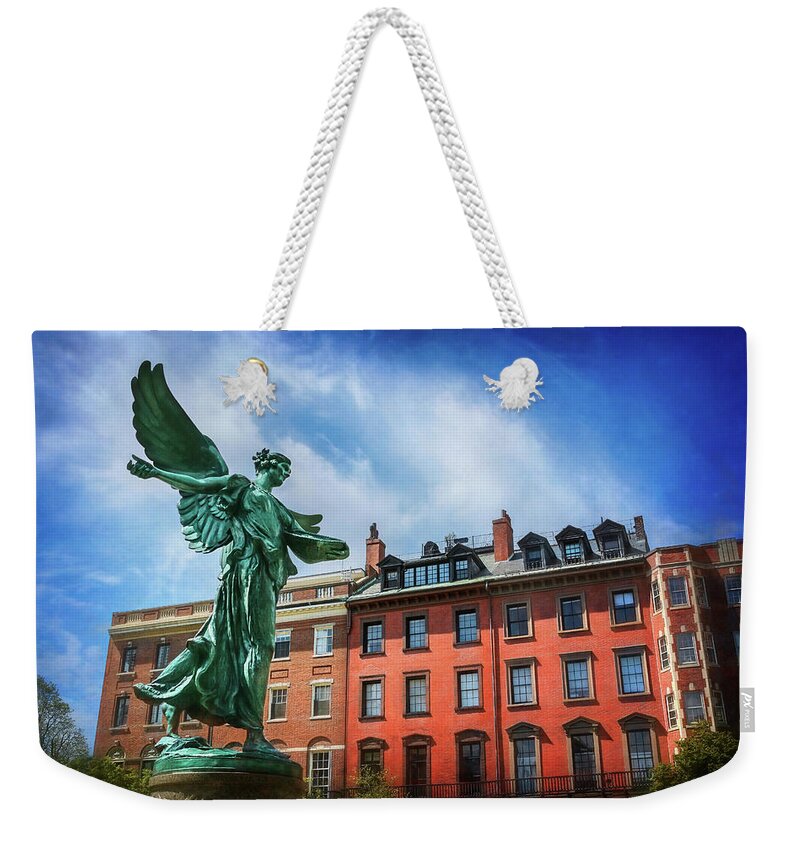 Boston Weekender Tote Bag featuring the photograph Angel of Boston by Carol Japp