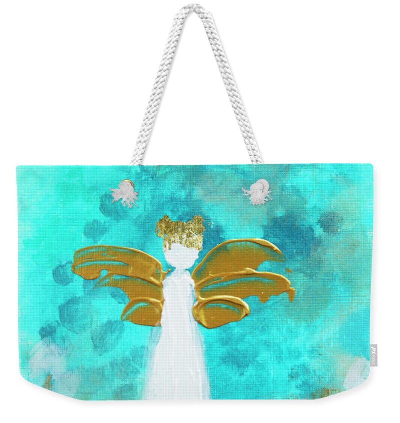 Acrylic Weekender Tote Bag featuring the painting Angel of Joy by Linh Nguyen-Ng