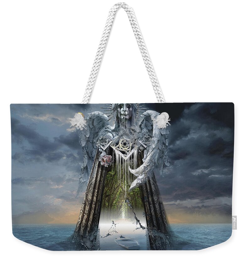 Archangel Weekender Tote Bag featuring the digital art Angels and Demons Spirit of Repentance and Hope by George Grie