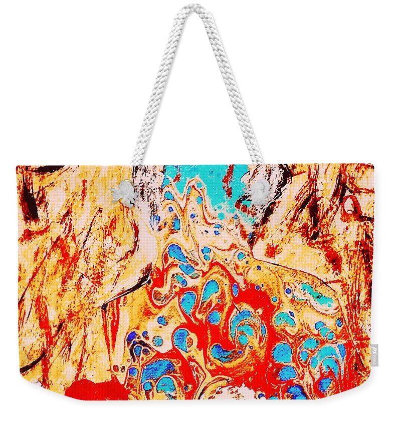 Anger Weekender Tote Bag featuring the mixed media Anger by Bencasso Barnesquiat