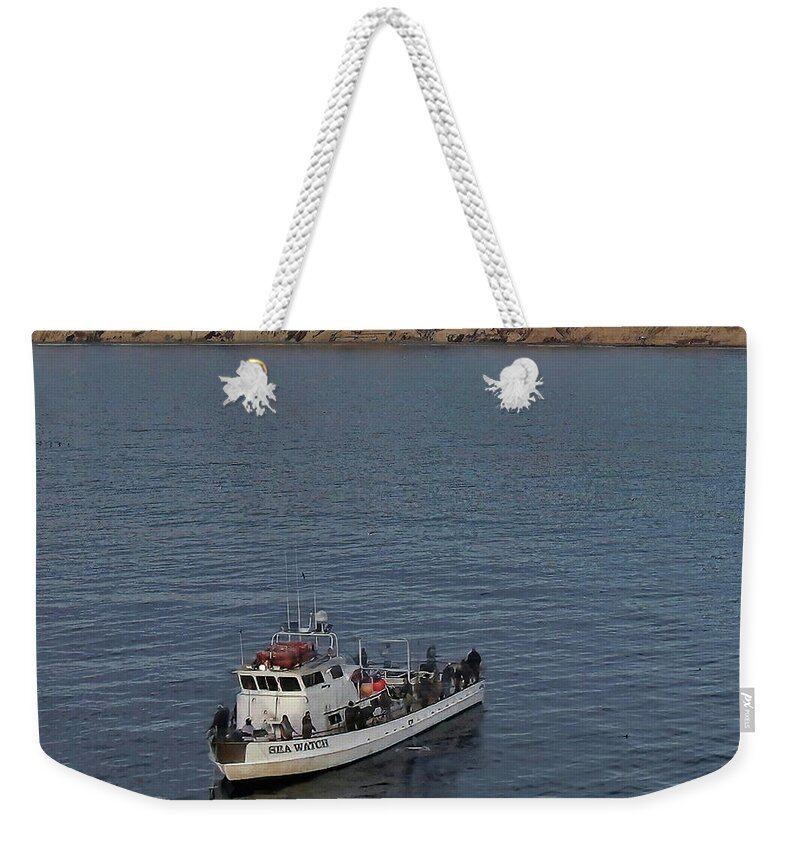 Pacific Weekender Tote Bag featuring the photograph Angler's on a Sea Watch by Russ Harris