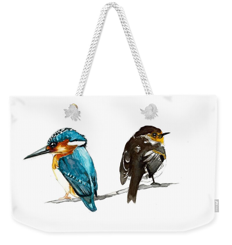 King Weekender Tote Bag featuring the painting Angry Couple by Pamela Schwartz
