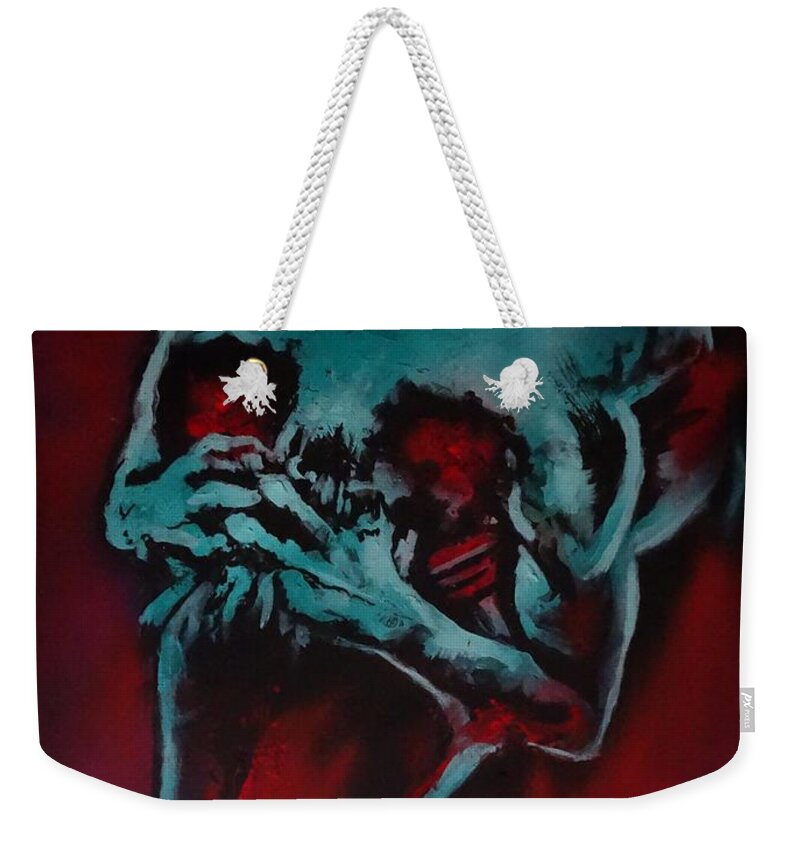 Skull Weekender Tote Bag featuring the painting Dreadful Penny by Eric Dee