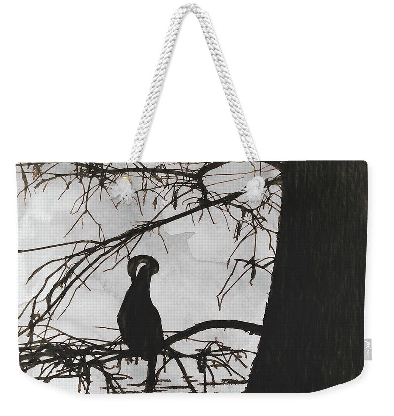 Anhinga Pen And Ink Weekender Tote Bag featuring the painting Anhinga Pen and Ink by Kandy Hurley