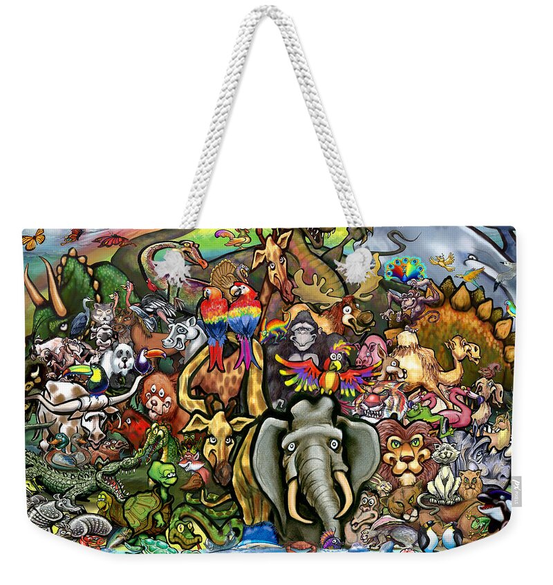 Animal Weekender Tote Bag featuring the digital art Animals of Planet Earth by Kevin Middleton