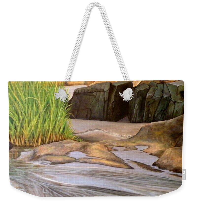 Rocks Weekender Tote Bag featuring the painting Annisquam Shore by Eileen Patten Oliver