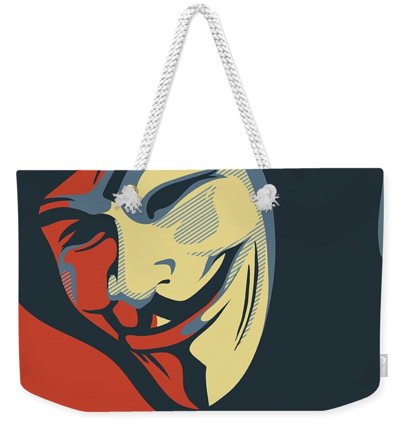 Disobey Weekender Tote Bag featuring the painting Anonymous Mask Disobey Poster Art by Sassan Filsoof