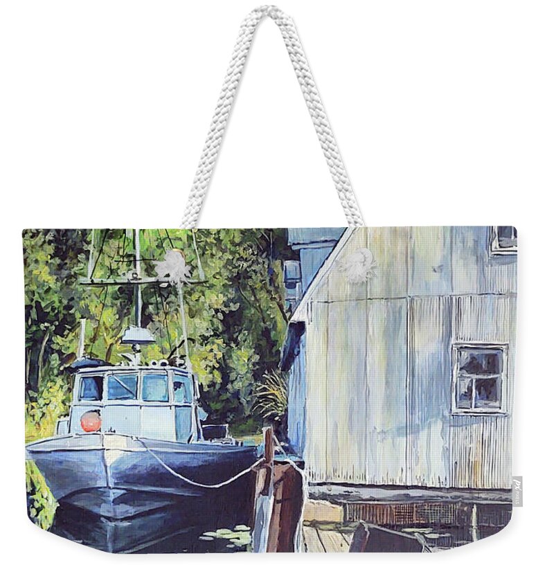 Fishing Boat. Water Weekender Tote Bag featuring the painting Another Day's Catch by William Brody